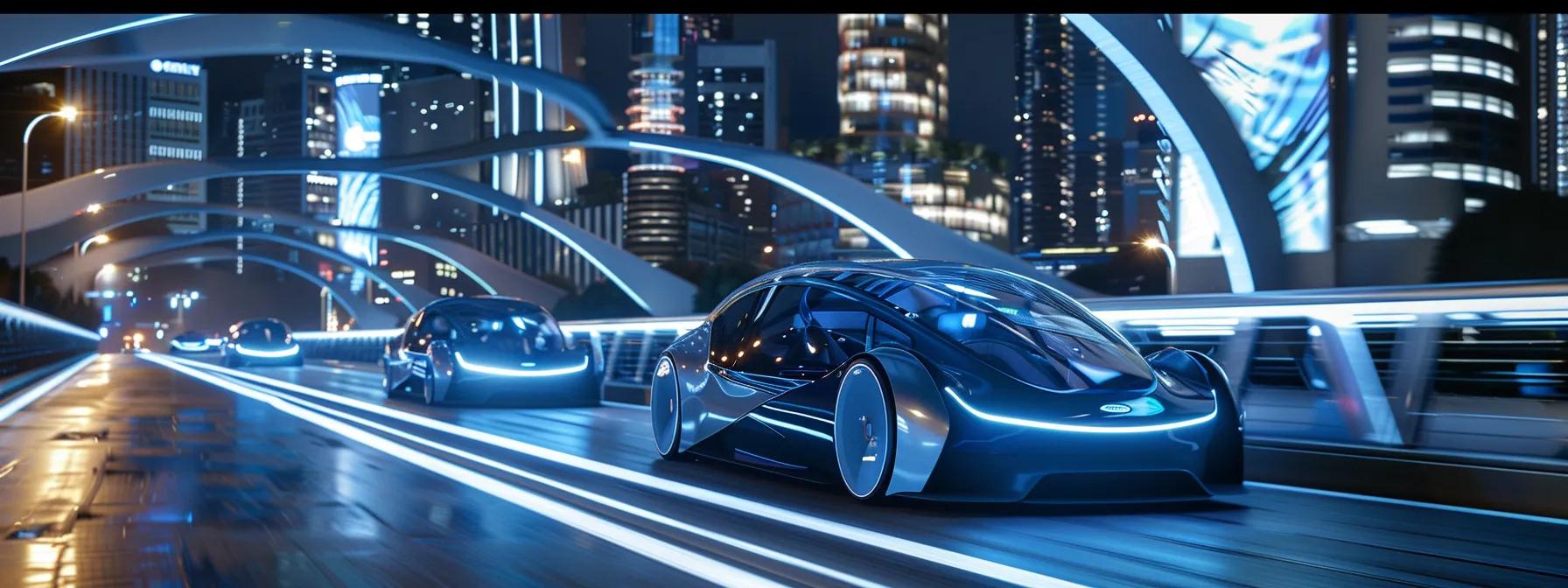 a vibrant urban landscape showcases futuristic electric vehicles seamlessly navigating through smart transit systems, with sleek infrastructure and innovative traffic management technologies prominently connecting diverse communities for a sustainable future.