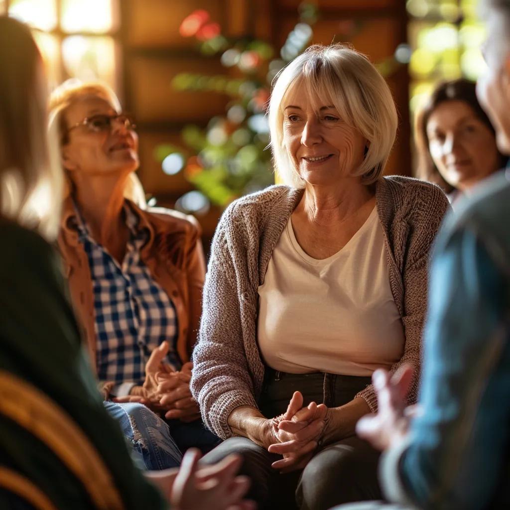 Caregivers participating in a support group, fostering community and connection
