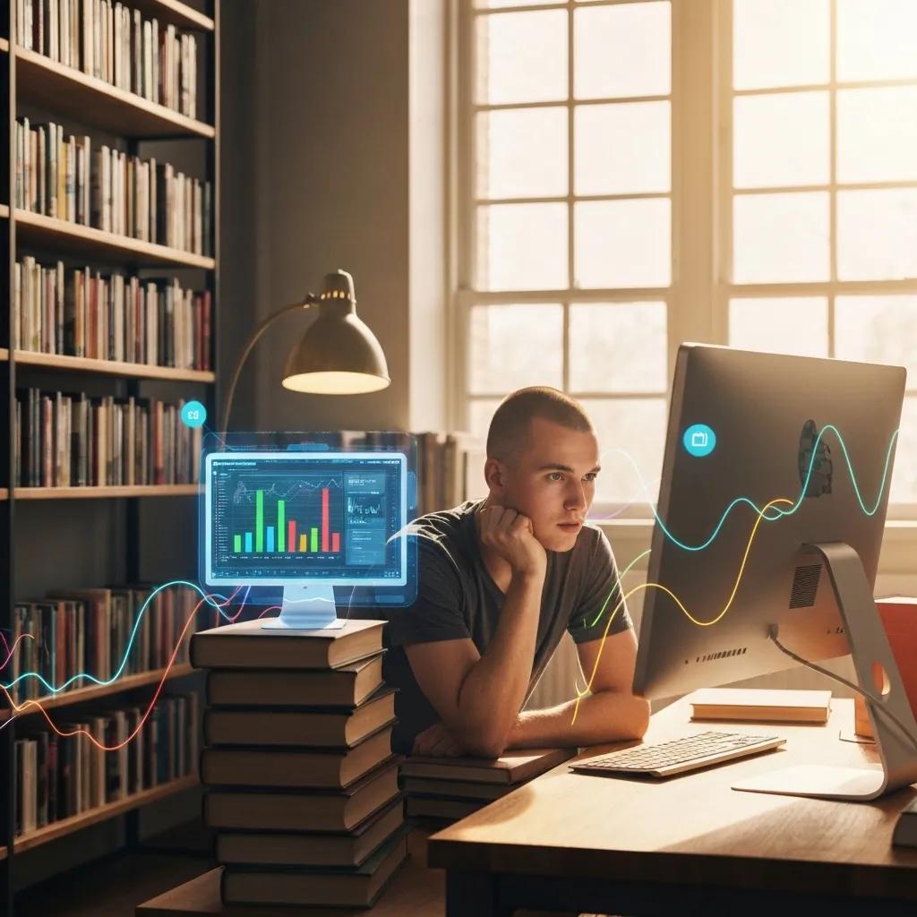 Digital landscape representing the data broker industry with abstract data elements