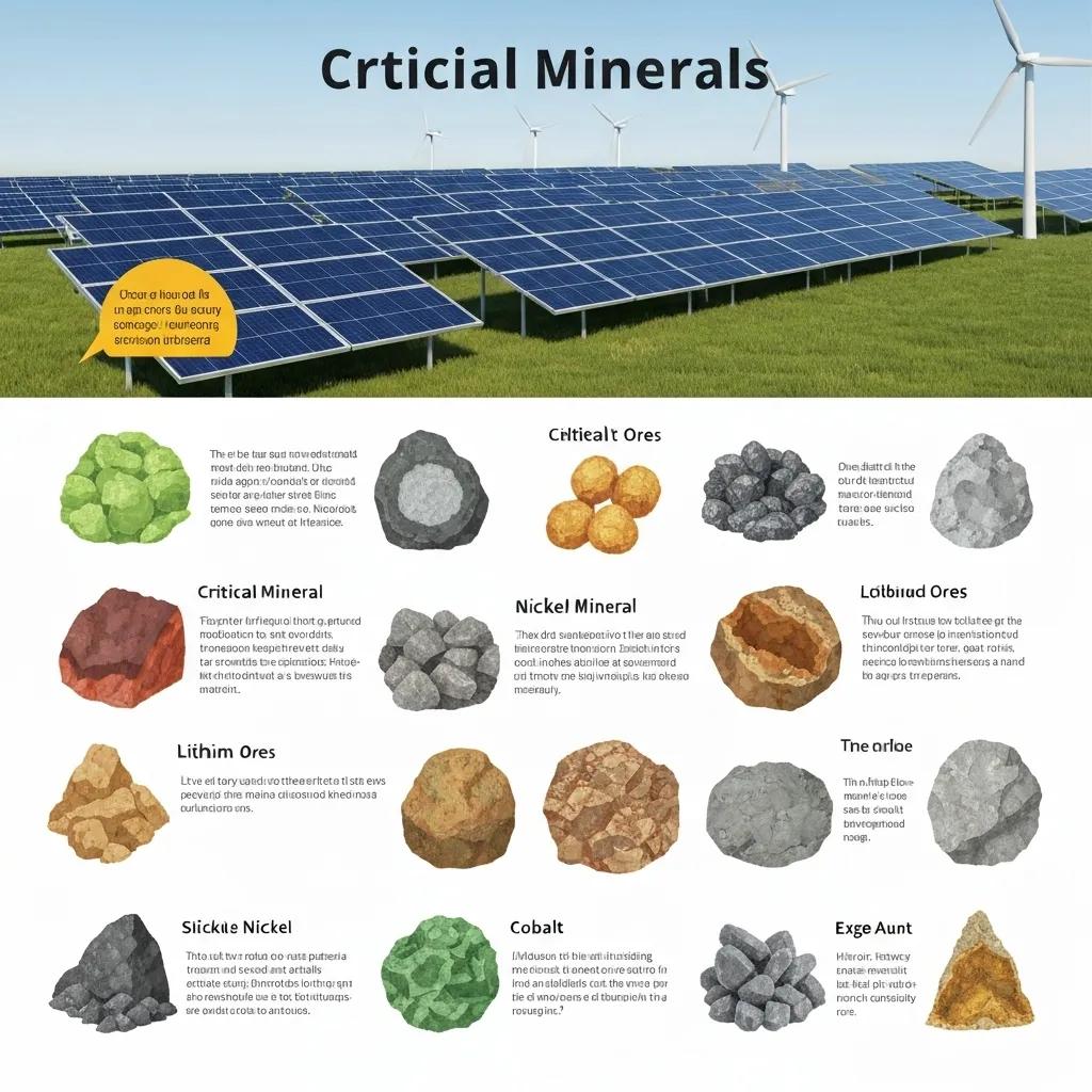 Close-up of critical minerals like lithium, cobalt, and nickel representing the drivers of greenflation