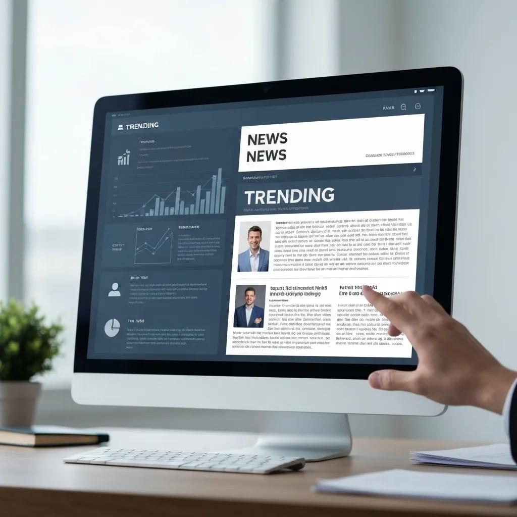 Digital news dashboard showcasing trending headlines and articles