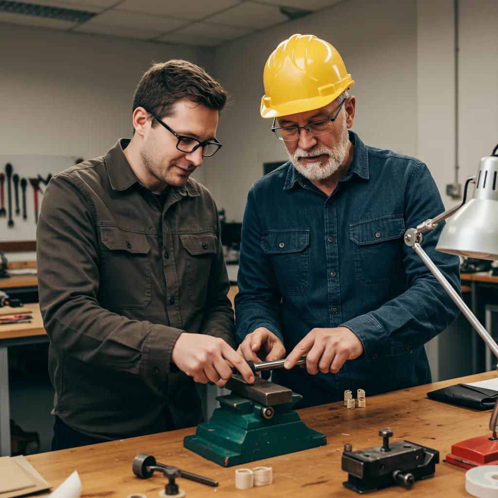 An older employee mentoring a younger colleague, highlighting the generational knowledge transfer in the workplace