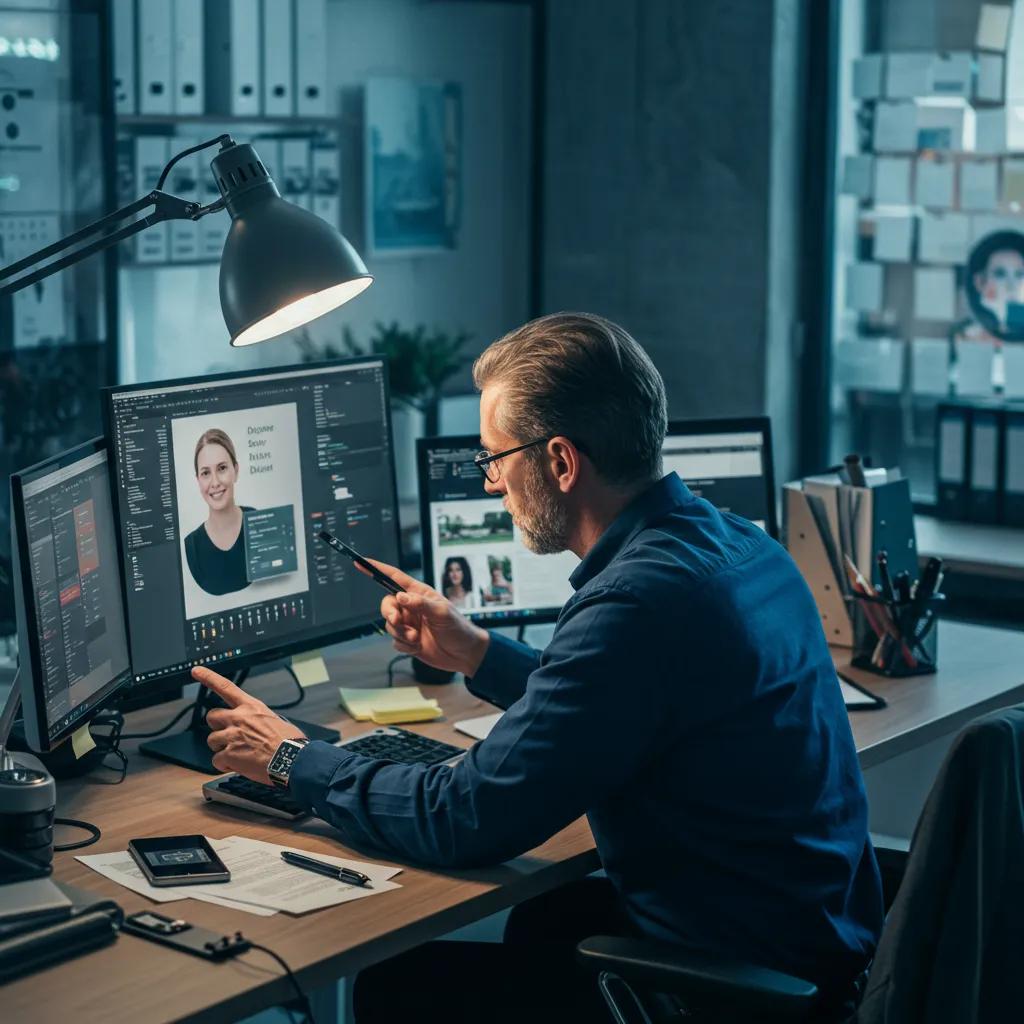 Digital undertaker analyzing digital assets in a modern office environment