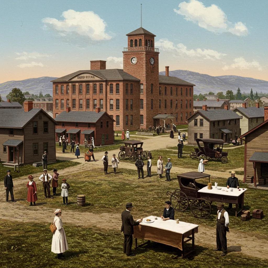 Historical company town showcasing corporate influence on community life and governance