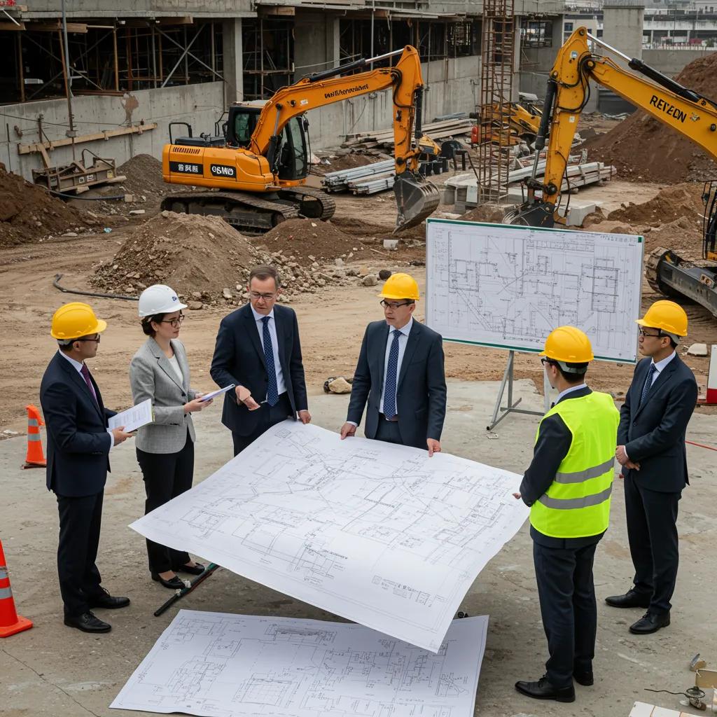 Public and private sector collaboration in urban development showcasing a construction site