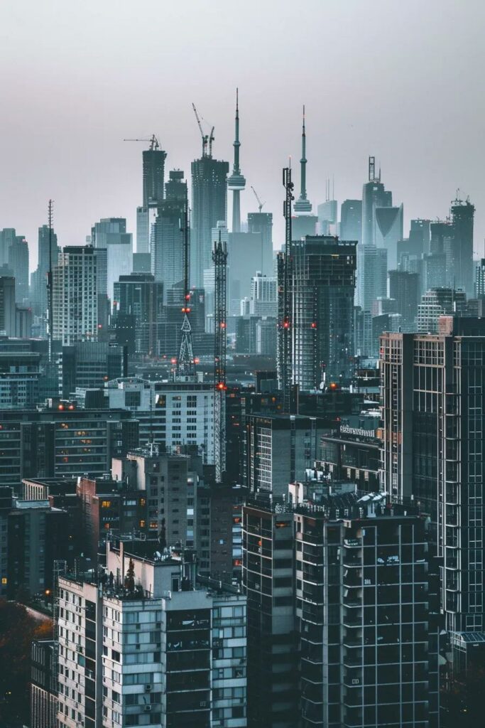 City skyline showing 5G antennas only