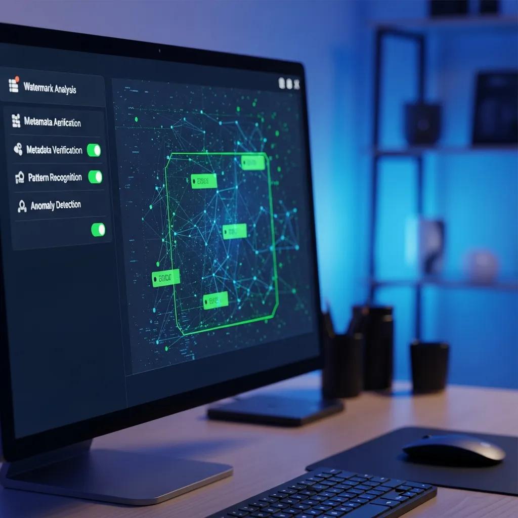 Computer screen showcasing detection tools for AI-generated content, emphasizing content verification